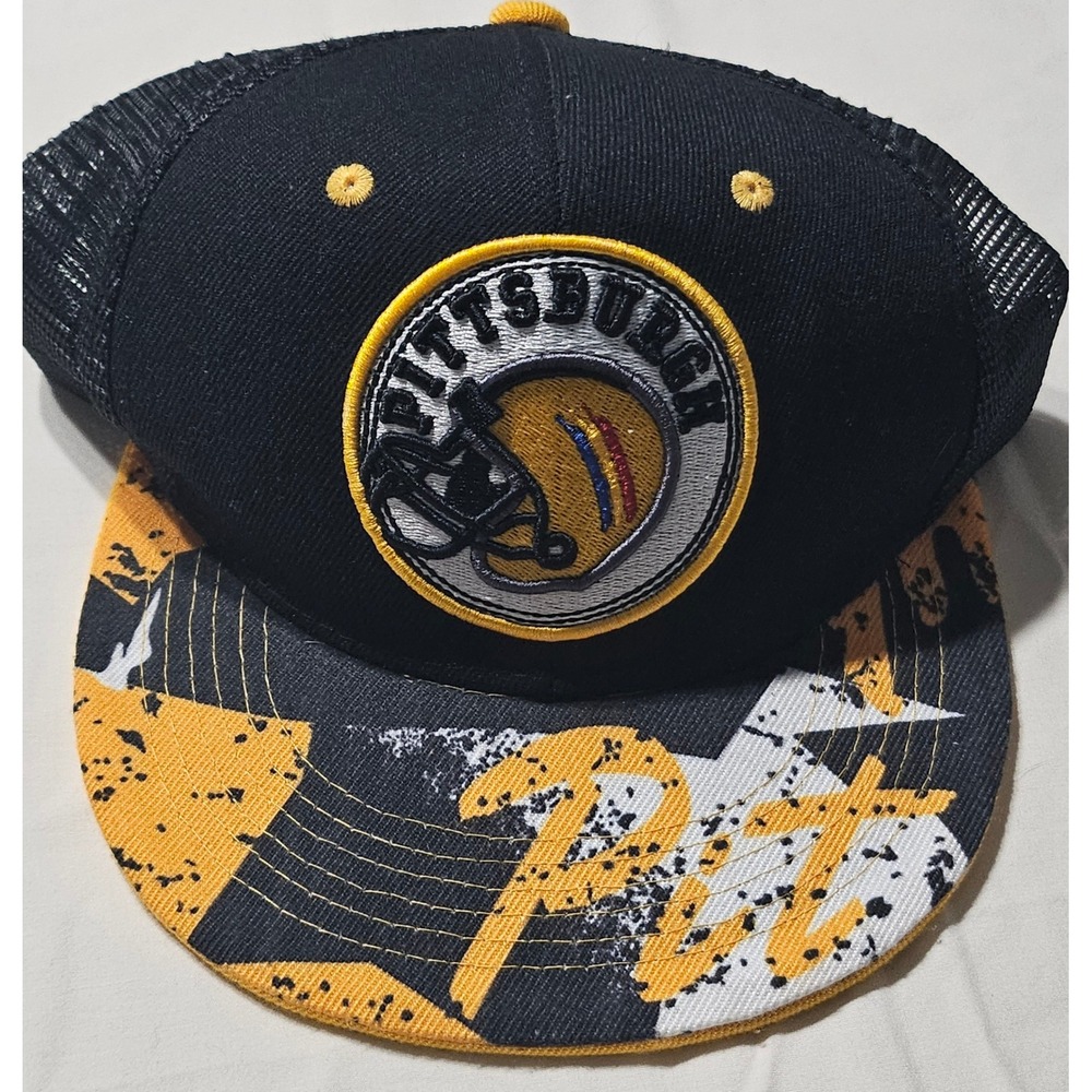 Pittsburgh Premium Football Trucker Hat Unisex OSFM Black Yellow Splatter Cap